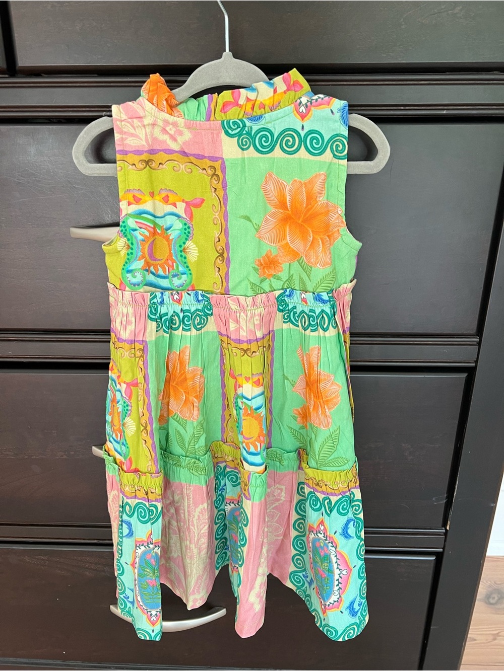 NWT Button-Down Girls' Lola Sleeveless Patchwork Dress - Pink & Green - 2Y - Picture 2 of 4